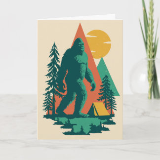 BigFoot Camping Forest Mountains Funny Birthday Karte