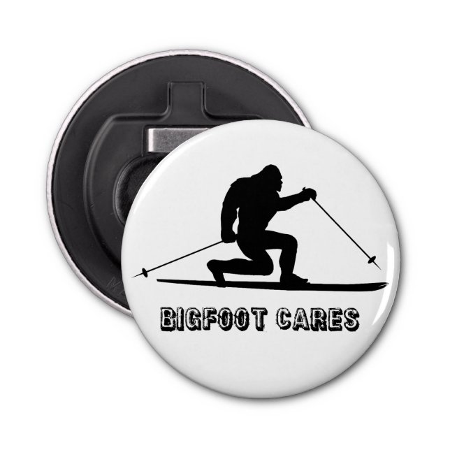 Bigfoot Cares Telemark Skifahren Flaschenöffner (Vorderseite)