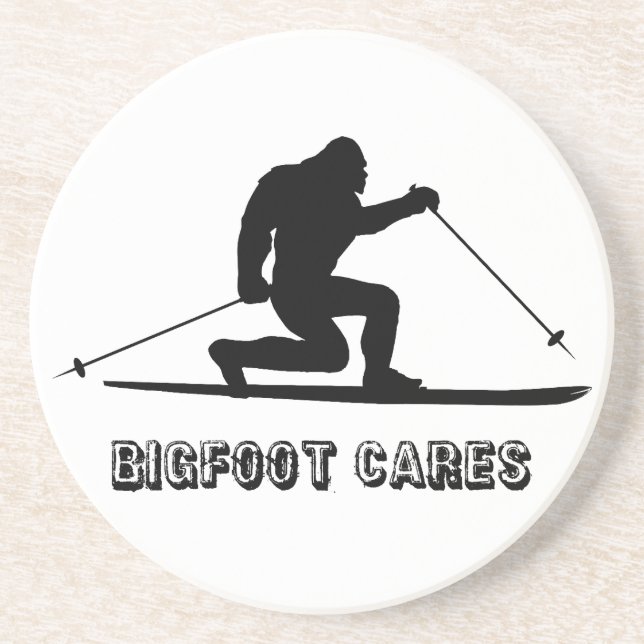 Bigfoot Cares Telemark Skifahren Getränkeuntersetzer (Vorne)