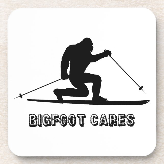 Bigfoot Cares Telemark Skifahren Getränkeuntersetzer (Vorderseite)