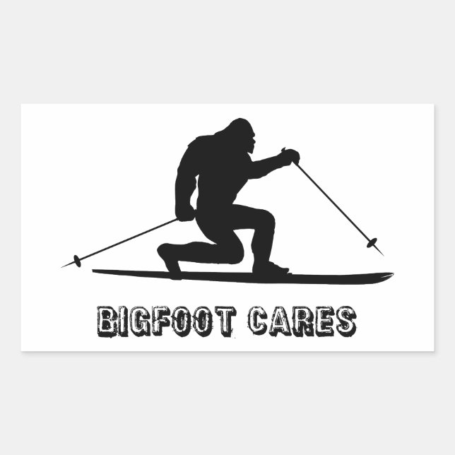 Bigfoot Cares Telemark Skifahren Rechteckiger Aufkleber (Vorderseite)