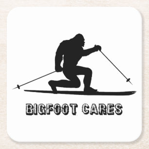 Bigfoot Cares Telemark Skifahren Rechteckiger Pappuntersetzer