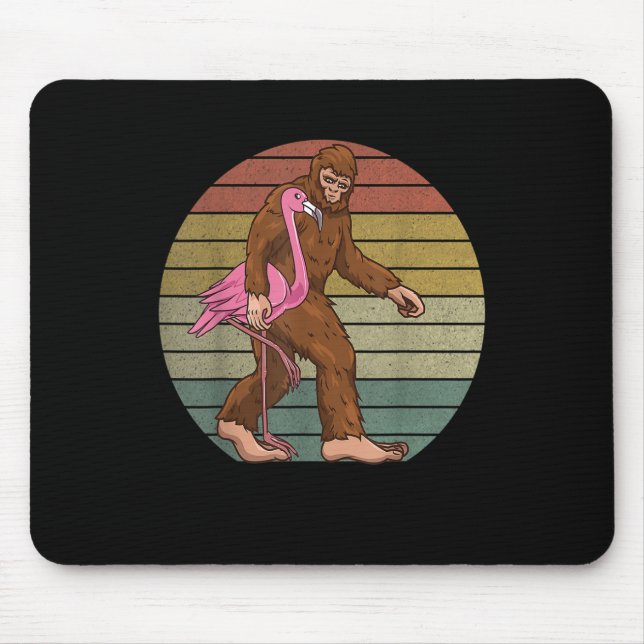 Bigfoot Carried Flamingo Women Men Sasquatch Funn Mousepad (Vorne)