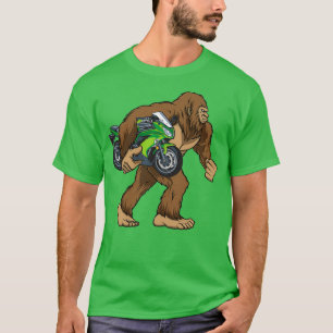 Bigfoot Carry Motorrad Funny Sasquatch Biker T-Shirt