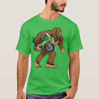 Bigfoot Carry Motorrad Funny Sasquatch Biker T-Shirt