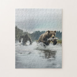 Bigfoot Chasing Bear: Fotorealistisches Jigsaw Puz Puzzle