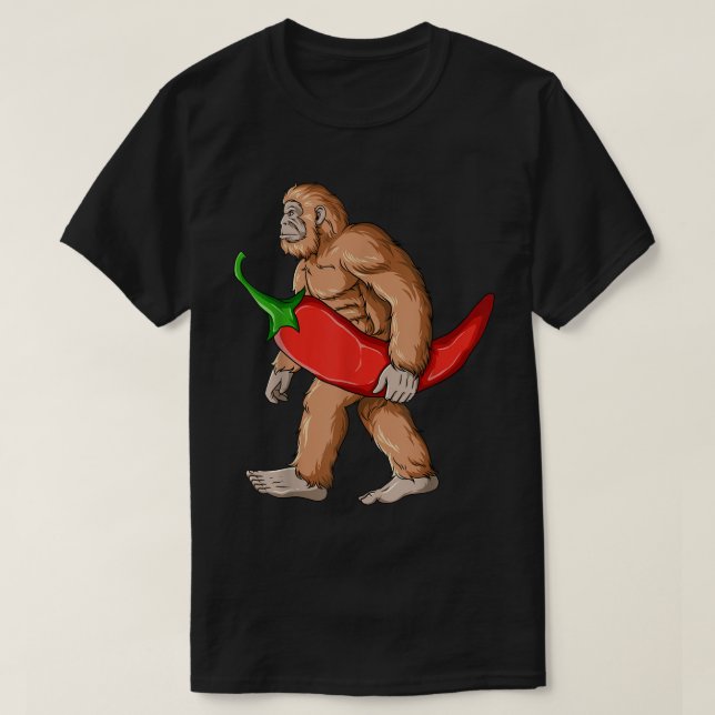 Bigfoot Chili Pepper Sasquatch Mexican Jalapeno T-Shirt (Design vorne)