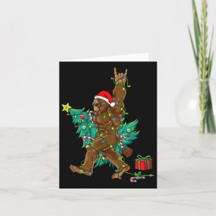 Bigfoot Christmas Tree Lights Rock Xmas Men Sasqua Karte