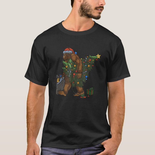 bigfoot christmas tree lights sasquatch camping hi T-Shirt (Vorderseite)