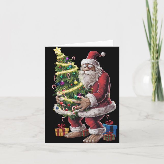 Bigfoot Christmas Tree Lights Xmas Sasquatch Lover Karte (Vorderseite)