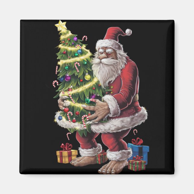 Bigfoot Christmas Tree Lights Xmas Sasquatch Lover Magnet (Vorne)