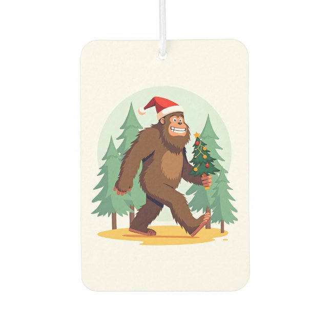 Bigfoot Christmas Tree Santa Hat (1) Autolufterfrischer (Vorderseite)