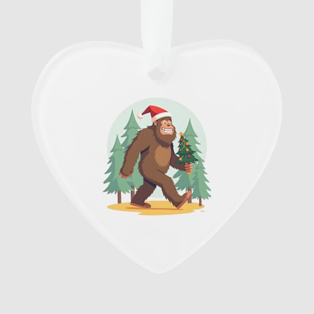 Bigfoot Christmas Tree Santa Hat (1) Ornament (Vorderseite)
