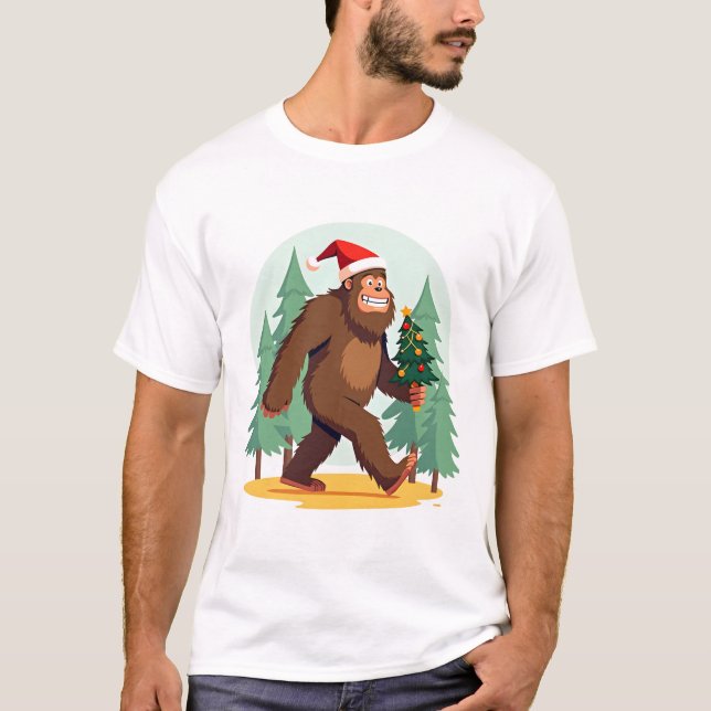 Bigfoot Christmas Tree Santa Hat (1) T-Shirt (Vorderseite)