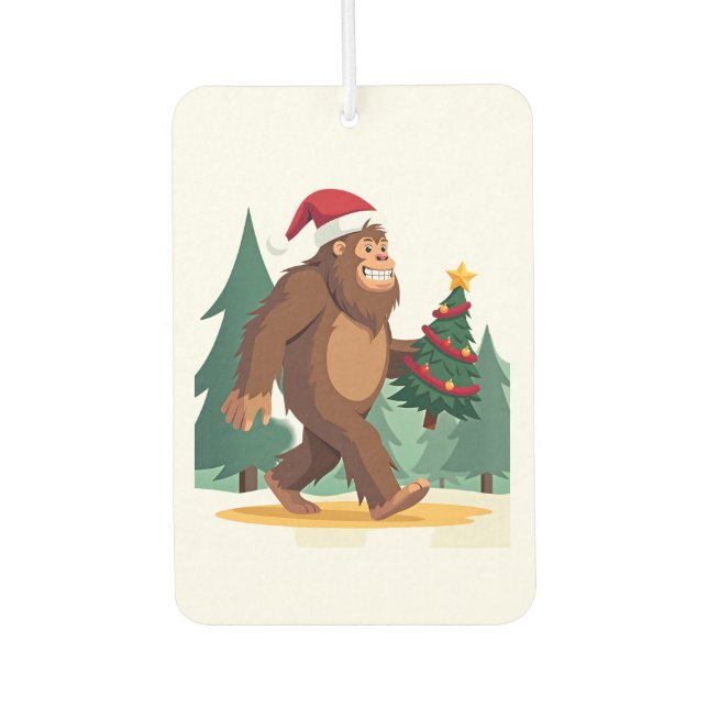 Bigfoot Christmas Tree Santa Hat (2) Autolufterfrischer (Vorderseite)