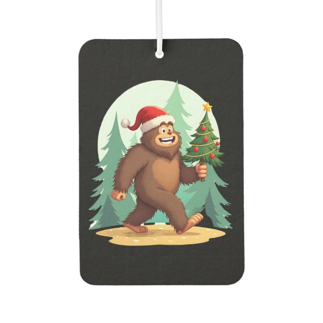 Bigfoot Christmas Tree Santa Hat (2) Autolufterfrischer (Vorderseite)