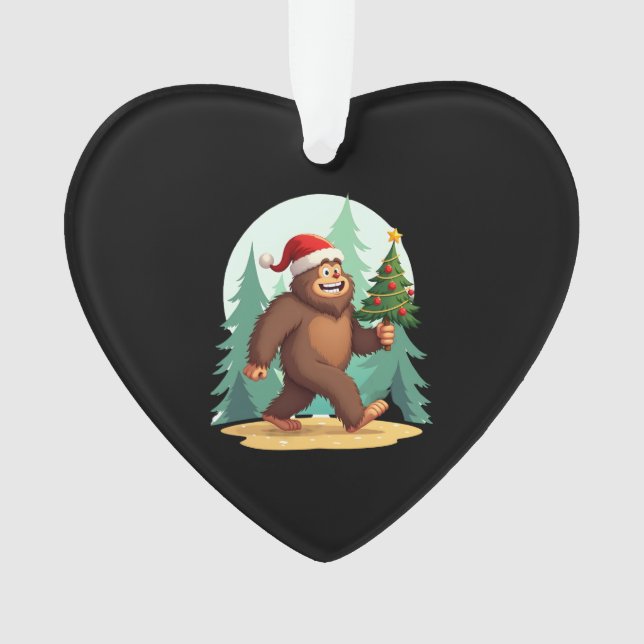 Bigfoot Christmas Tree Santa Hat (2) Ornament (Vorderseite)