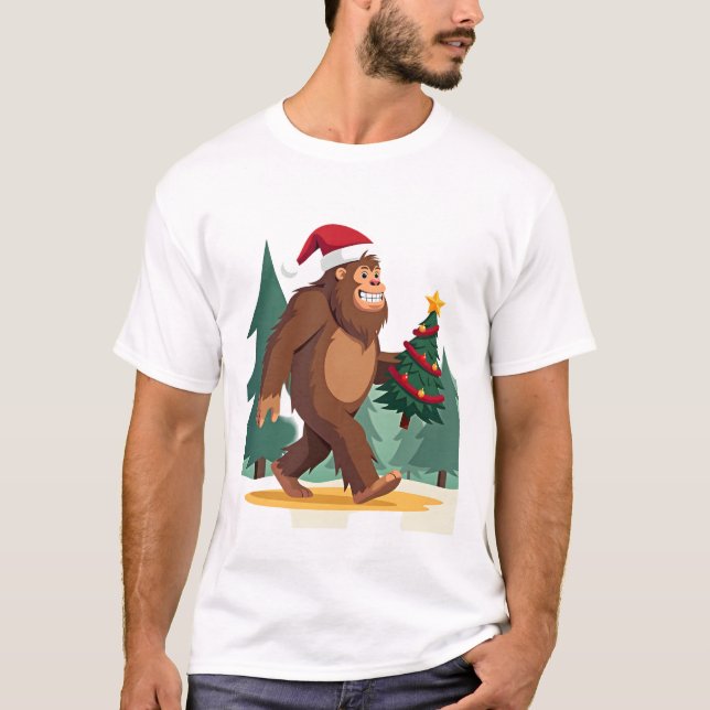 Bigfoot Christmas Tree Santa Hat (2) T-Shirt (Vorderseite)