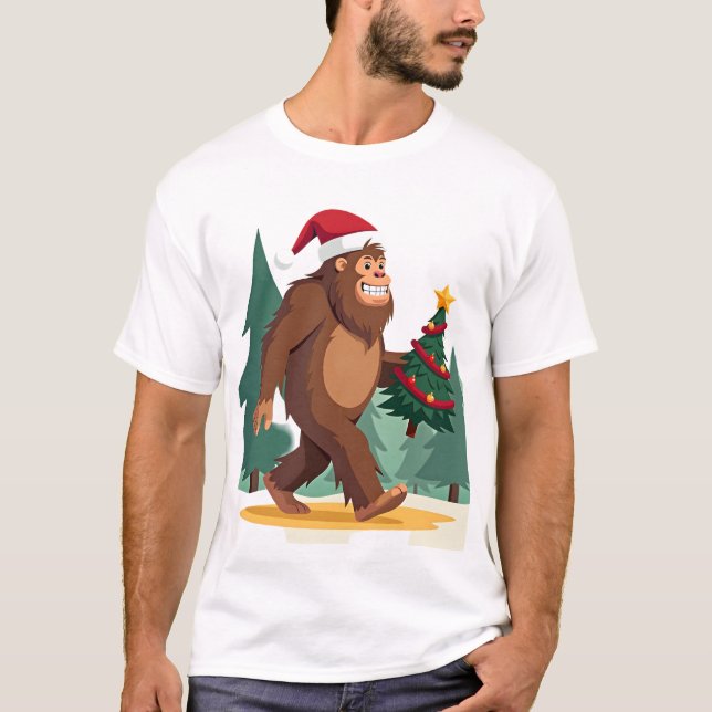 Bigfoot Christmas Tree Santa Hat (2) T-Shirt (Vorderseite)