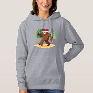 Bigfoot Christmas Tree Santa Hat (4) Hoodie