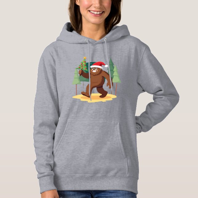 Bigfoot Christmas Tree Santa Hat (4) Hoodie (Vorderseite)