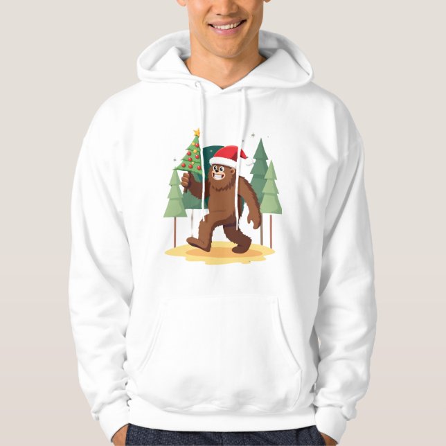 Bigfoot Christmas Tree Santa Hat (4) Hoodie (Vorderseite)