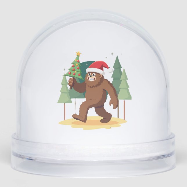 Bigfoot Christmas Tree Santa Hat (4) Schneekugeln (Vorderseite)