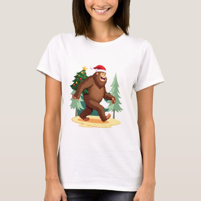 Bigfoot Christmas Tree Santa Hat (5) T-Shirt (Vorderseite)