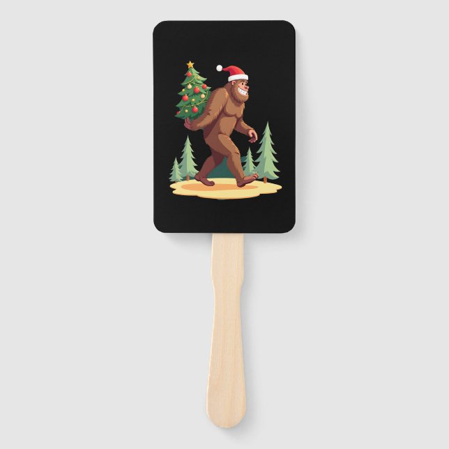 Bigfoot Christmas Tree Santa Hat Fächer (Vorderseite)