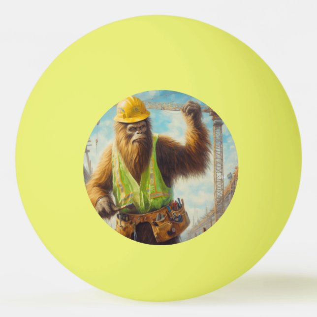 Bigfoot Construction Worker Tischtennisball (Vorderseite)