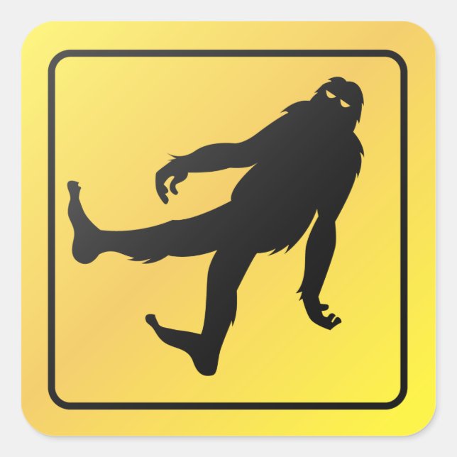 Bigfoot Crossing Quadratischer Aufkleber (Vorderseite)