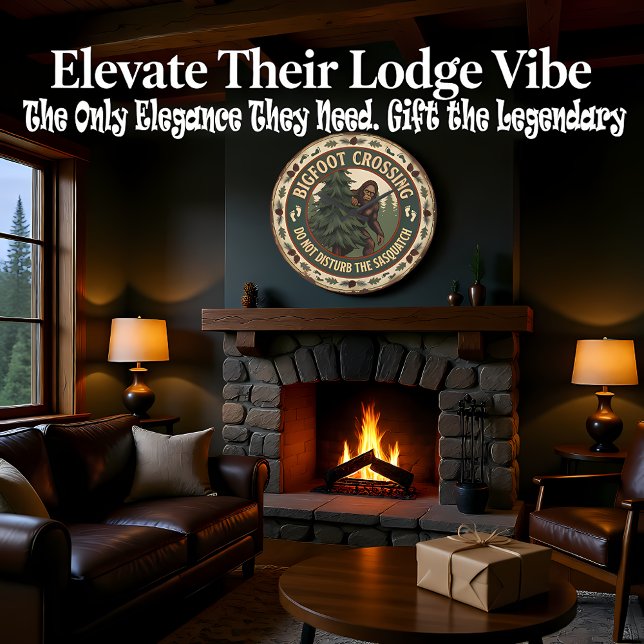 Bigfoot Crossing Sasquatch Rustic Große Wanduhr (Von Creator hochgeladen)