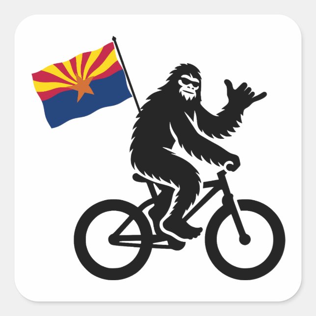 Bigfoot Cycling Arizona Flag Quadratischer Aufkleber (Vorderseite)