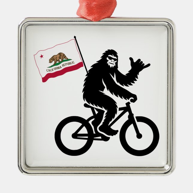 Bigfoot Cycling California Flag Ornament Aus Metall (Vorne)