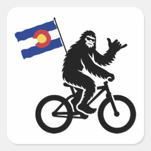 Bigfoot Cycling Colorado Flag Quadratischer Aufkleber