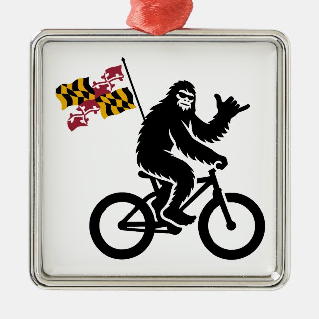 Bigfoot Cycling Maryland Flag Ornament Aus Metall (Vorne)
