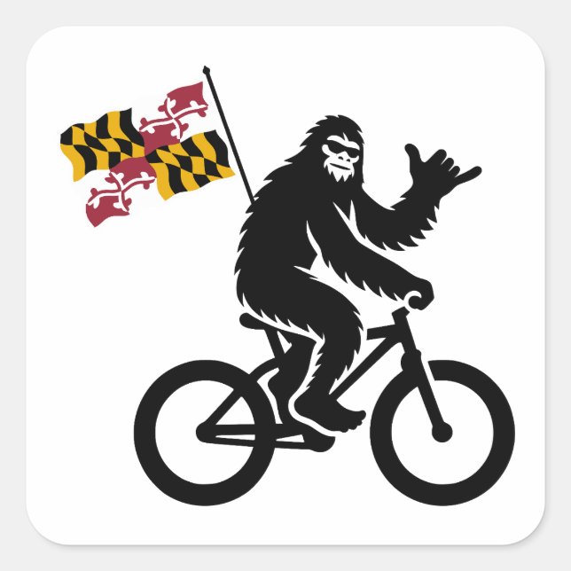 Bigfoot Cycling Maryland Flag Quadratischer Aufkleber (Vorderseite)