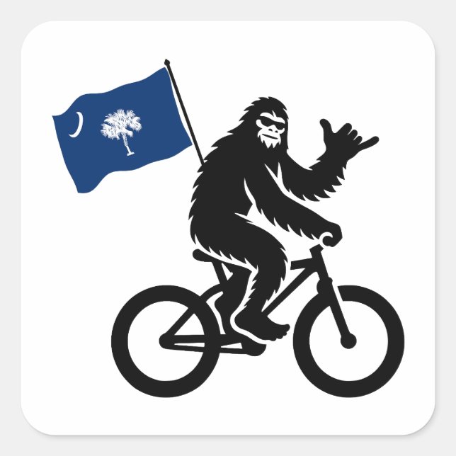 Bigfoot Cycling South Carolina Flag Quadratischer Aufkleber (Vorderseite)
