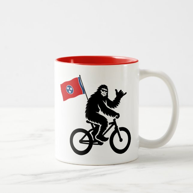 Bigfoot Cycling Tennessee Flag Zweifarbige Tasse (Rechts)
