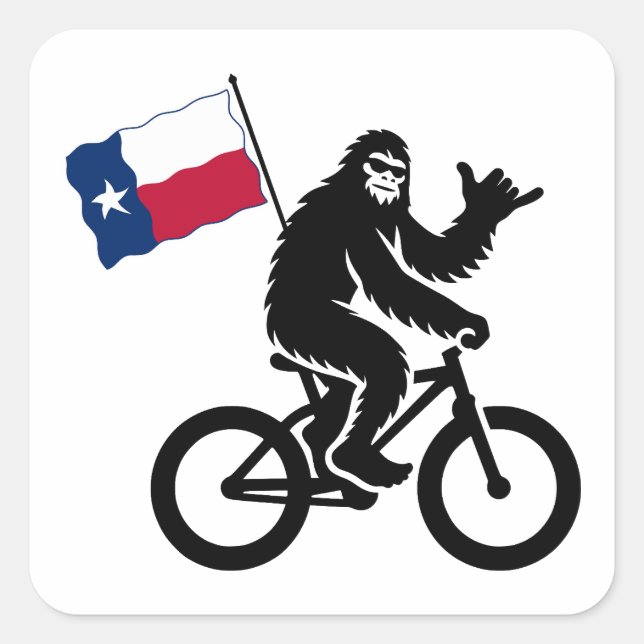 Bigfoot Cycling Texas Flag Quadratischer Aufkleber (Vorderseite)