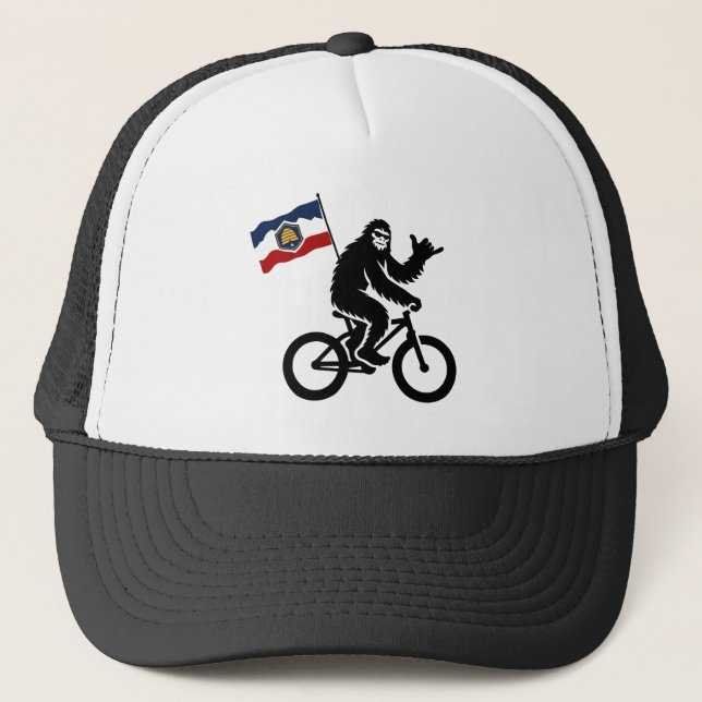 Bigfoot Cycling Utah Flag Truckerkappe (Vorderseite)