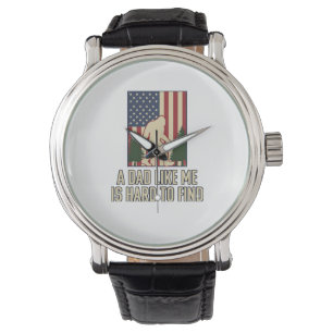 Bigfoot Dad Vintage American Flag Shirt Design_1 Armbanduhr