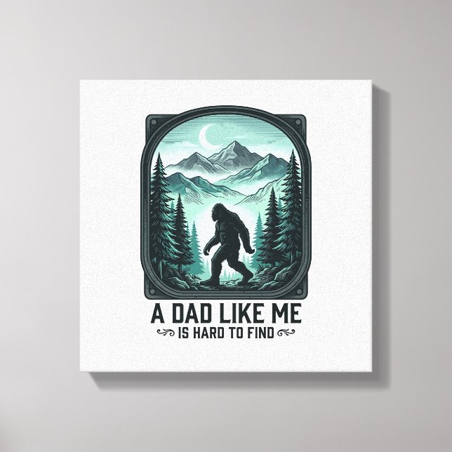 Bigfoot Dad Vintage Engraving Funny Father Shirt D Leinwanddruck (Vorderseite)