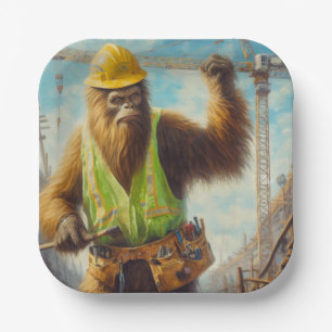 Bigfoot der Bauarbeiter Pappteller