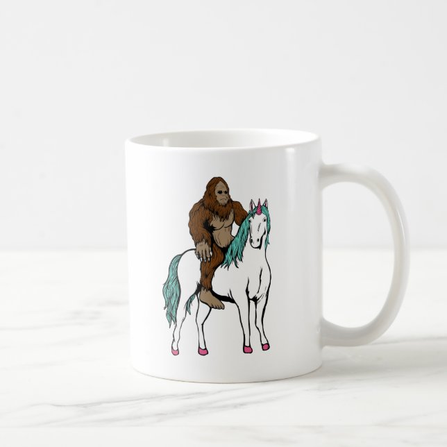 Bigfoot, der ein Einhorn reitet Kaffeetasse (Rechts)