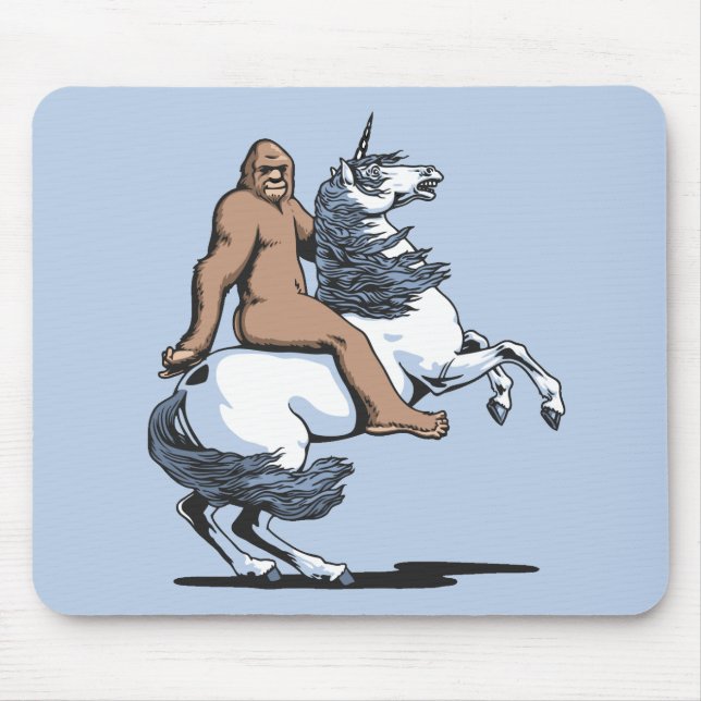 Bigfoot, der ein Einhorn reitet Mousepad (Vorne)