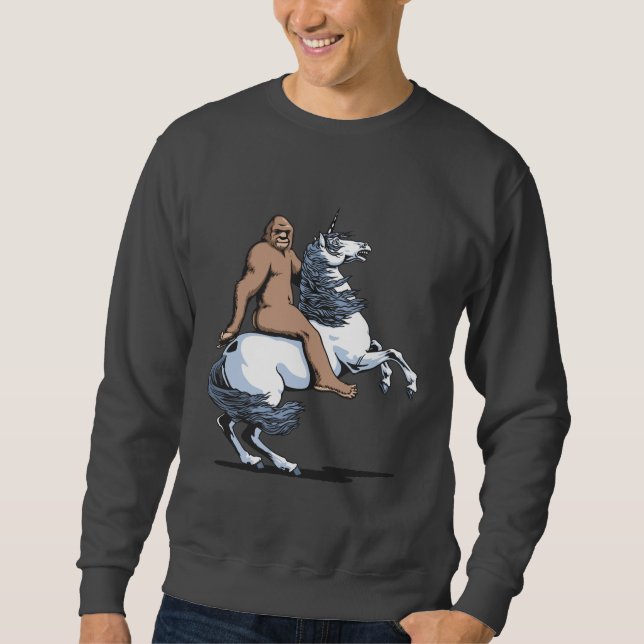 Bigfoot, der ein Einhorn reitet Sweatshirt (Vorderseite)
