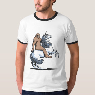 Bigfoot, der ein Einhorn reitet T-Shirt