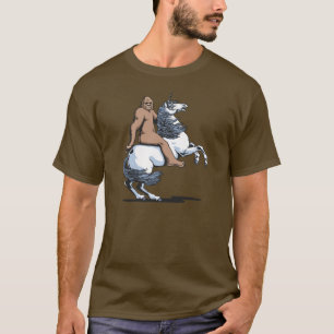 Bigfoot, der ein Einhorn reitet T-Shirt