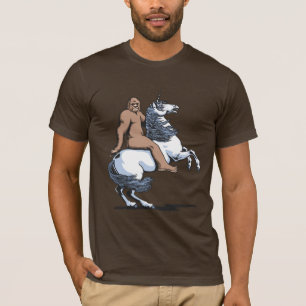 Bigfoot, der ein Einhorn reitet T-Shirt